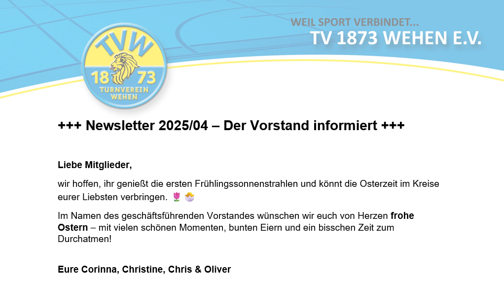 Newsletter 2025/04 – Der Vorstand informiert