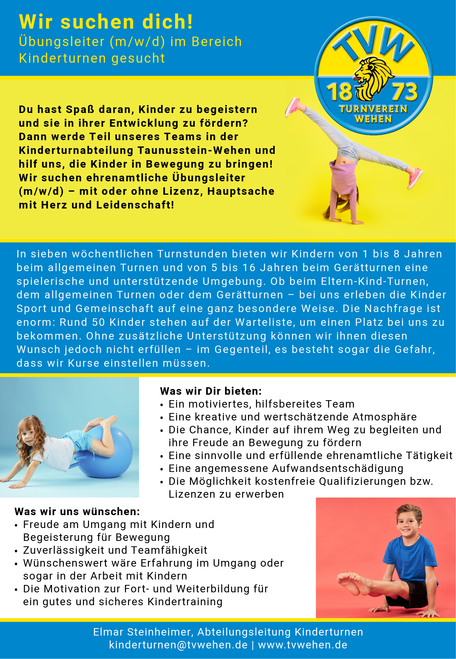 TV Wehen sucht Verstärkung im Bereich Kinderturnen