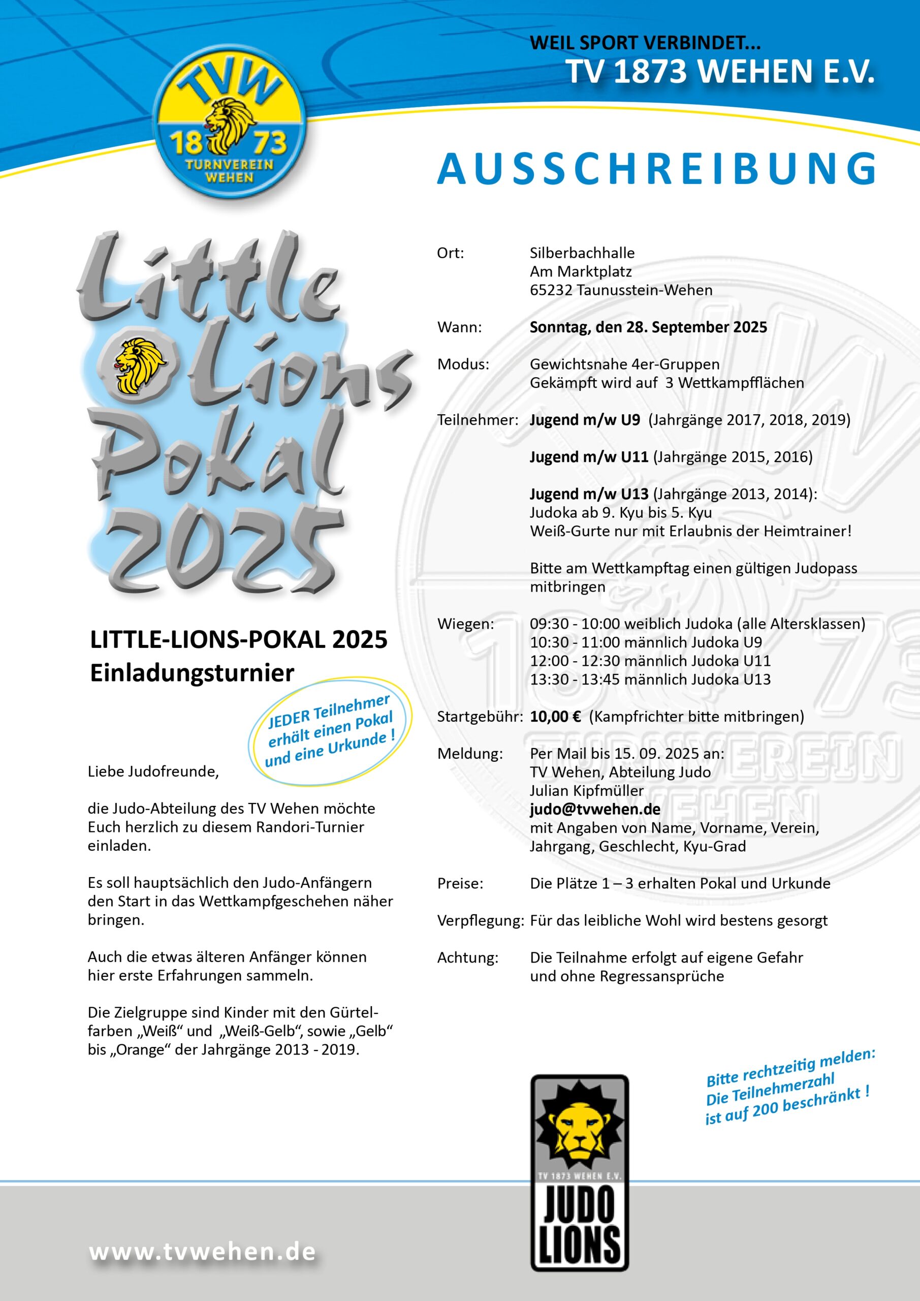 Ausschreibung Little Lions Pokal 2025