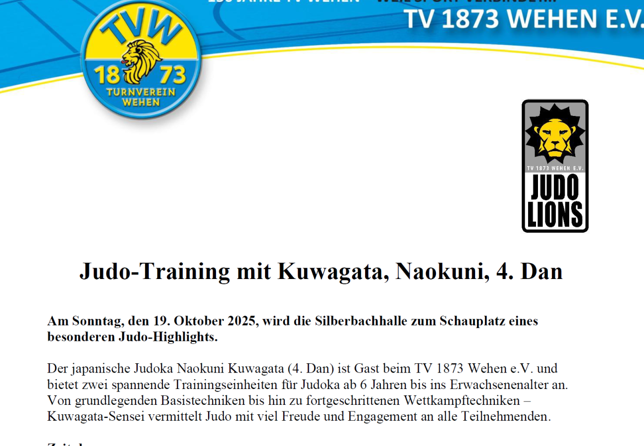 Judo-Training mit Kuwagata, Naokuni, 4. Dan